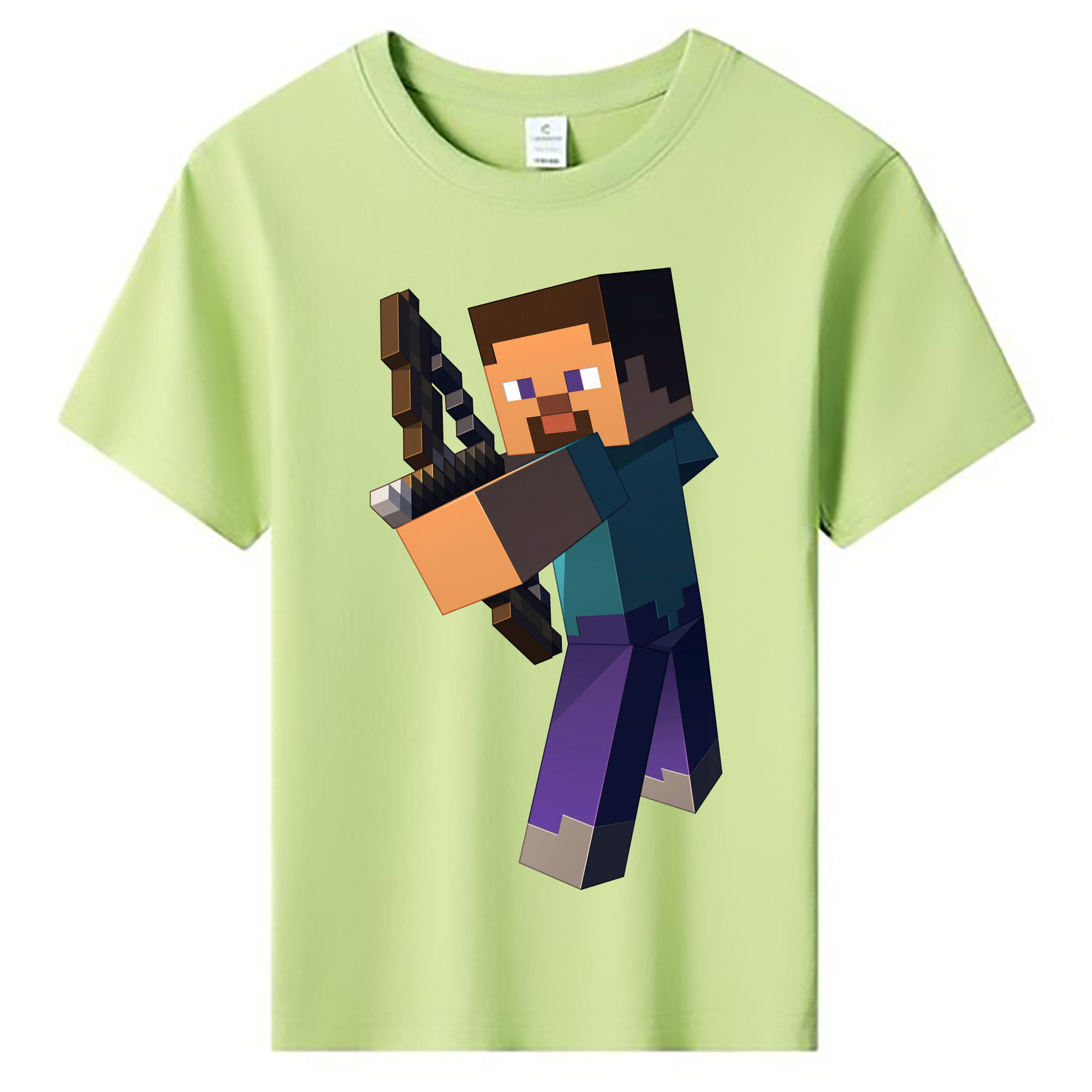 （画像用） マインクラフト ブロックの世界 Minecraft MC Block world 綿100％キッズTシャツ（フロントプリント）